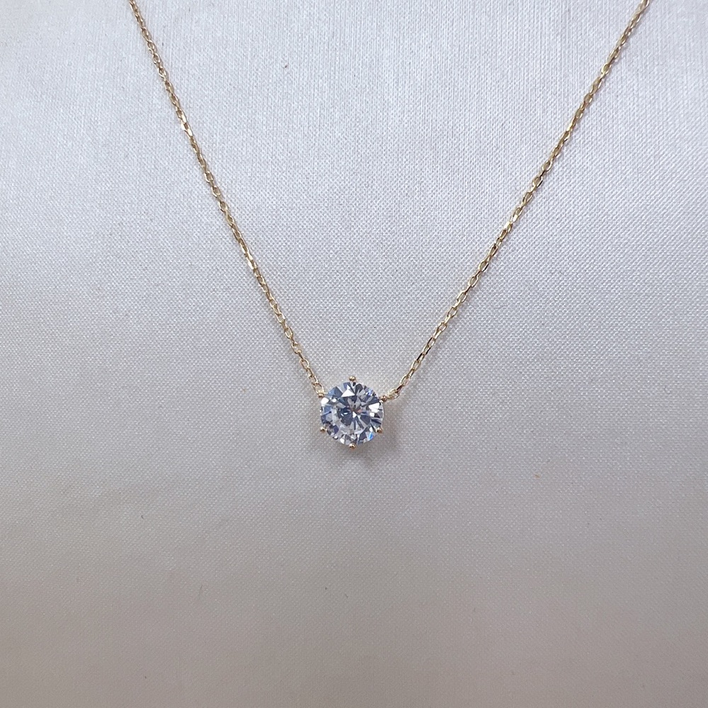 Gold Prong Basket Diamond Necklace 925 Stamped